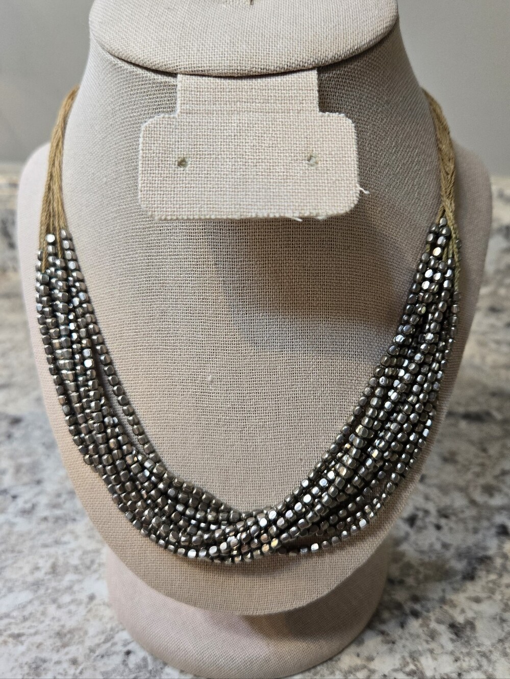 Multi-Strand Hematite Bead Necklace - Neutral Metallic